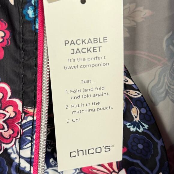 Nwt Chico's Zenergy Paisley Lightweight Gathered Sleeve Packable Jacket Sz 2(12) - Picture 8 of 14